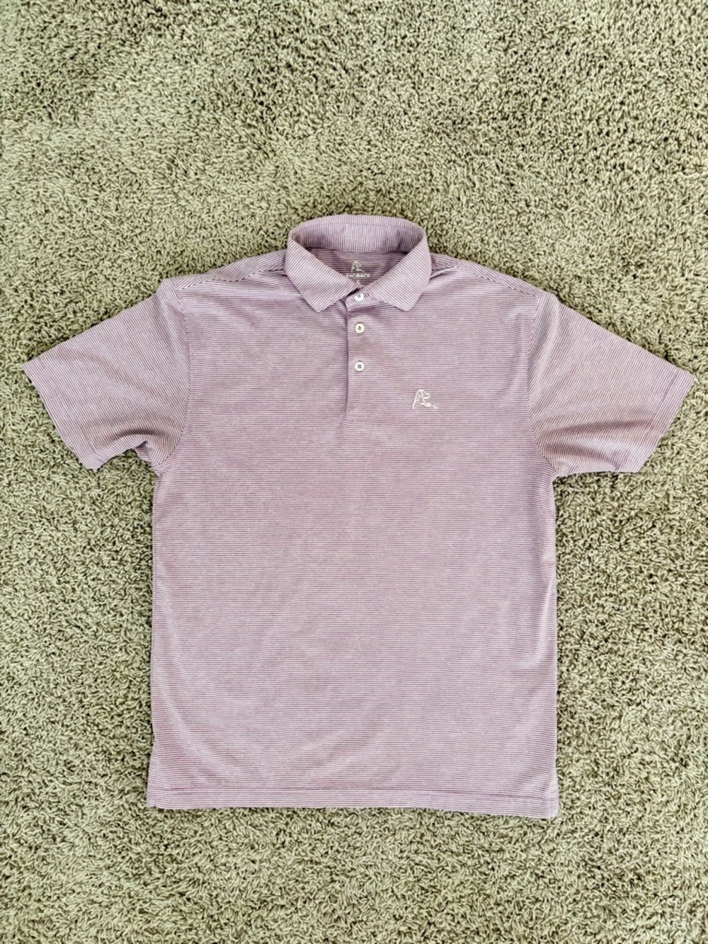 Rhoback “The Big Easy” Men’s Polo - Small - Heather Lavender/White Stripes